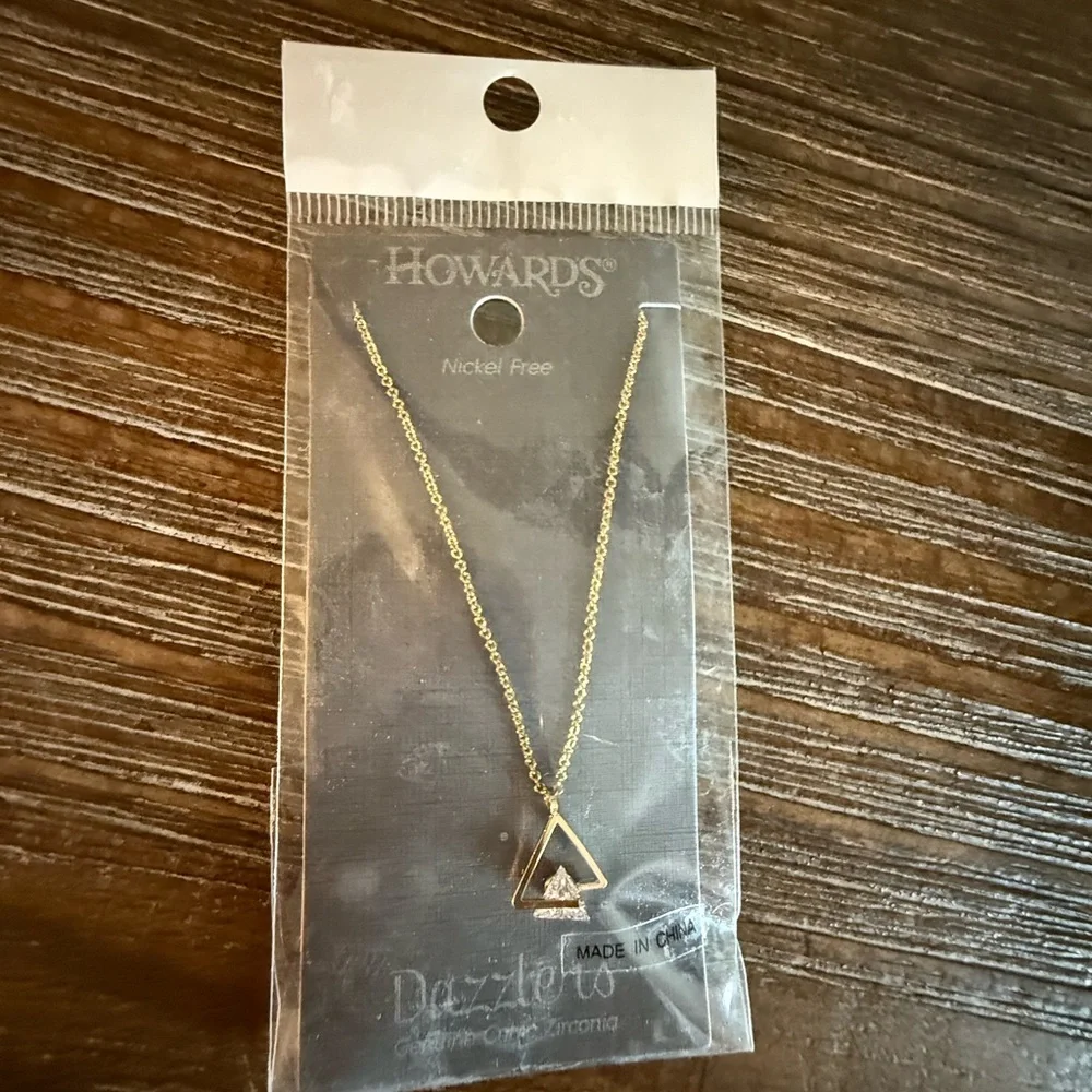Gold Triangle Pendant Necklace - Picture 2 of 3
